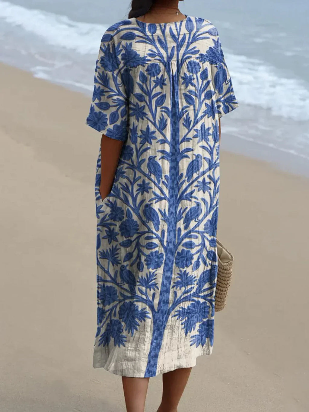 Natalie | Women’s Blue Embroidered Dress with Delicate Embroidery