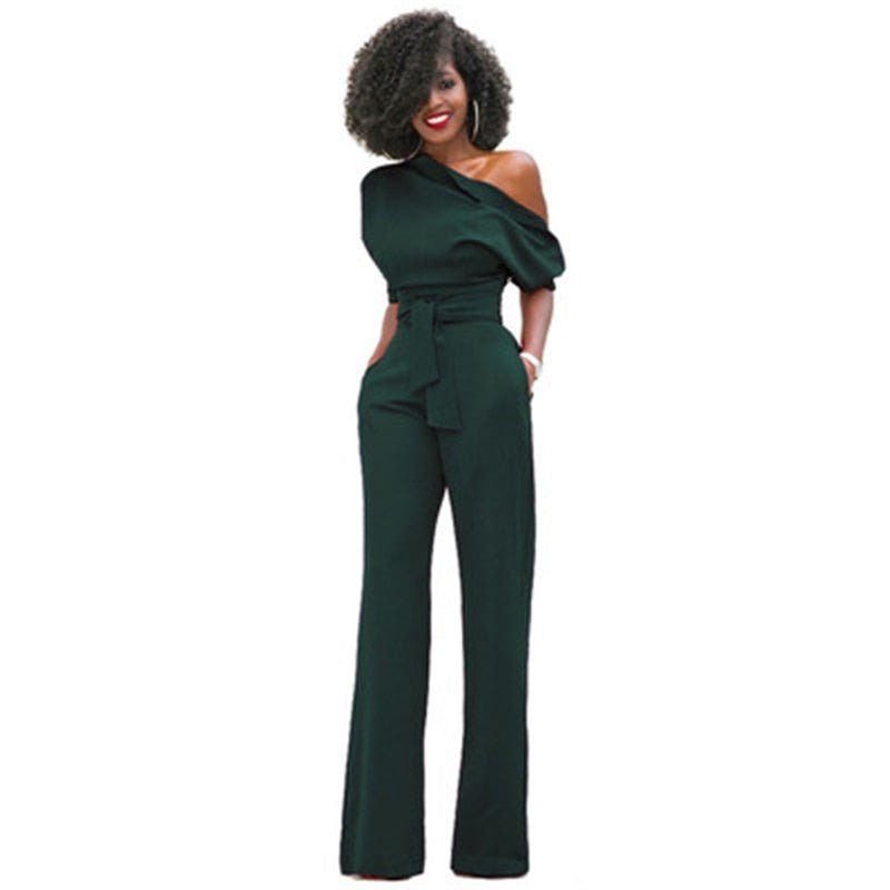 Dalissa | Women’s One-Shoulder Jumpsuit with Belted Wide-Leg