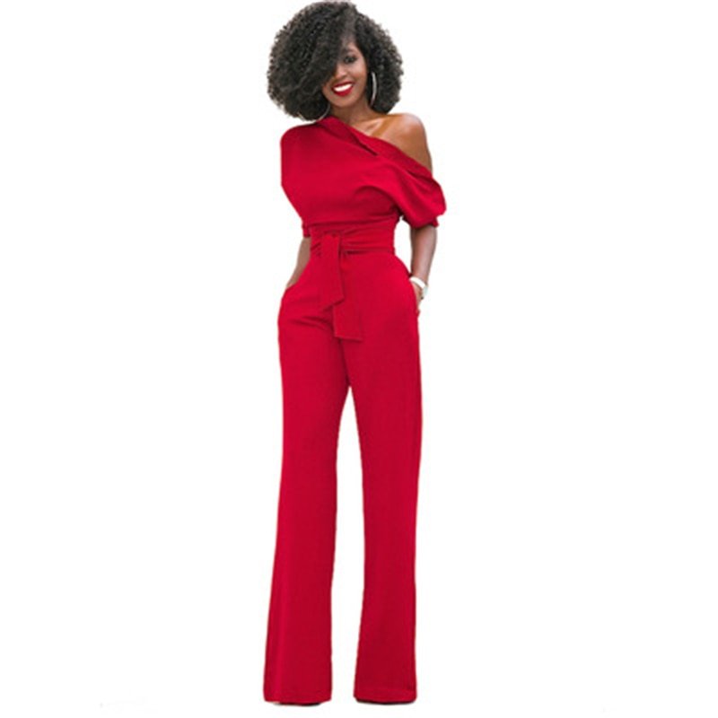 Dalissa | Women’s One-Shoulder Jumpsuit with Belted Wide-Leg