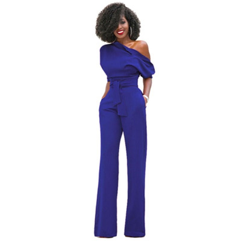 Dalissa | Women’s One-Shoulder Jumpsuit with Belted Wide-Leg