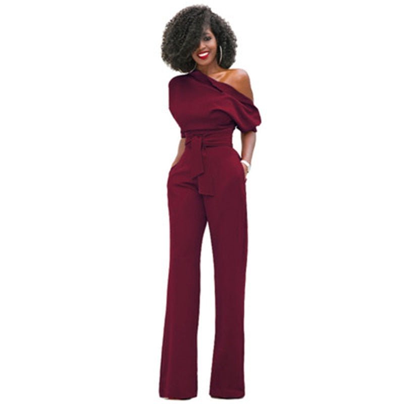 Dalissa | Women’s One-Shoulder Jumpsuit with Belted Wide-Leg