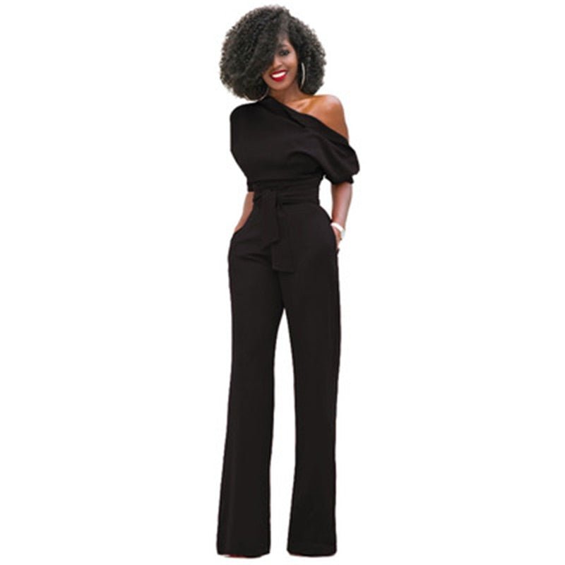 Dalissa | Women’s One-Shoulder Jumpsuit with Belted Wide-Leg