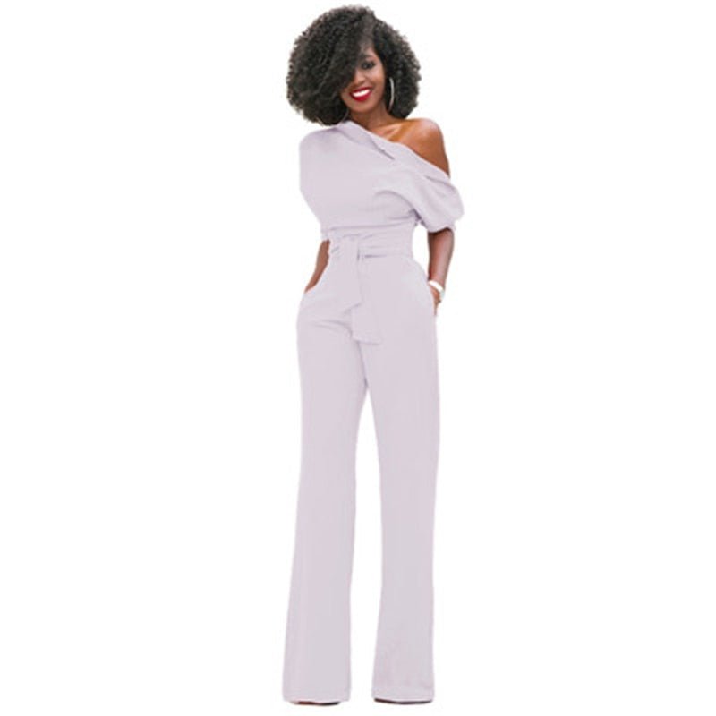 Dalissa | Women’s One-Shoulder Jumpsuit with Belted Wide-Leg
