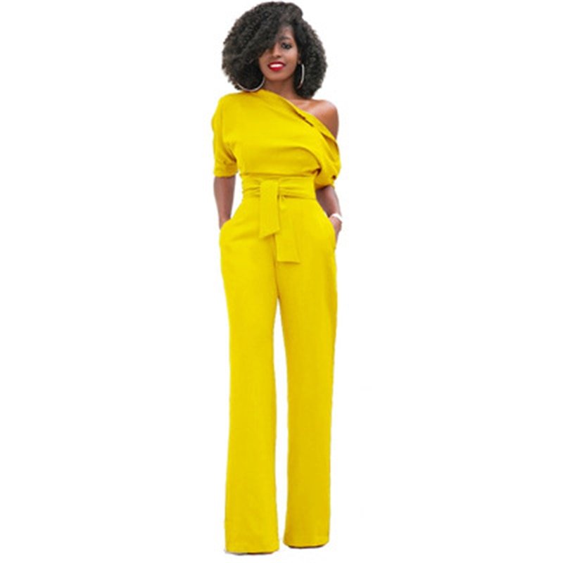 Dalissa | Women’s One-Shoulder Jumpsuit with Belted Wide-Leg