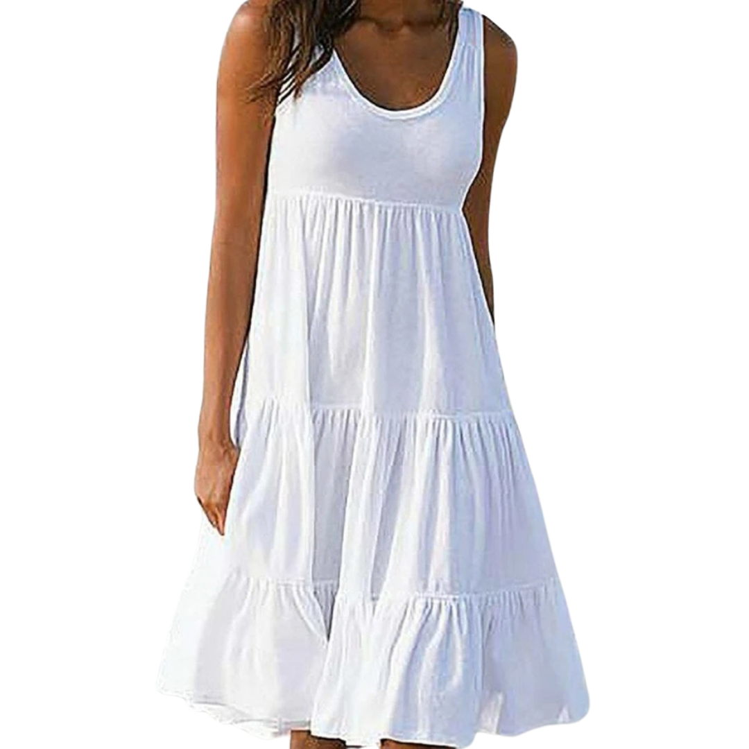 Sunny | Women’s Sleeveless Tiered Dress with Ruffle Hem Detail