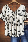 Wynona | Women's Leaf Print V Neck Blouse