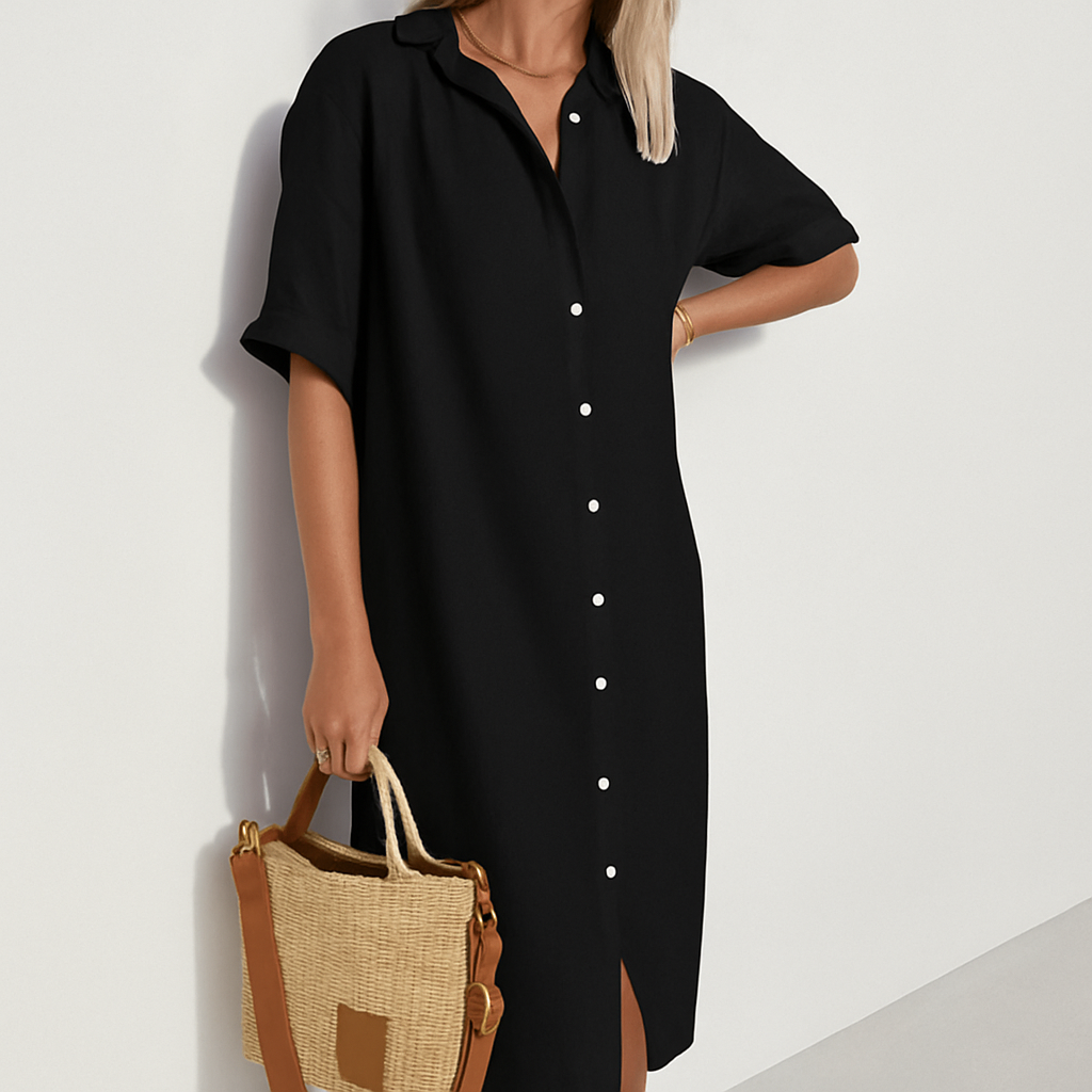 Xiomara | Women’s Short Sleeve Shirt Dress with Buttons