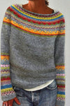Zinnia | Women's Striped Round Neck Long Sleeve Sweater