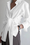 Zinnia | Women's Tie Waist Button Down Long Sleeve Shirt