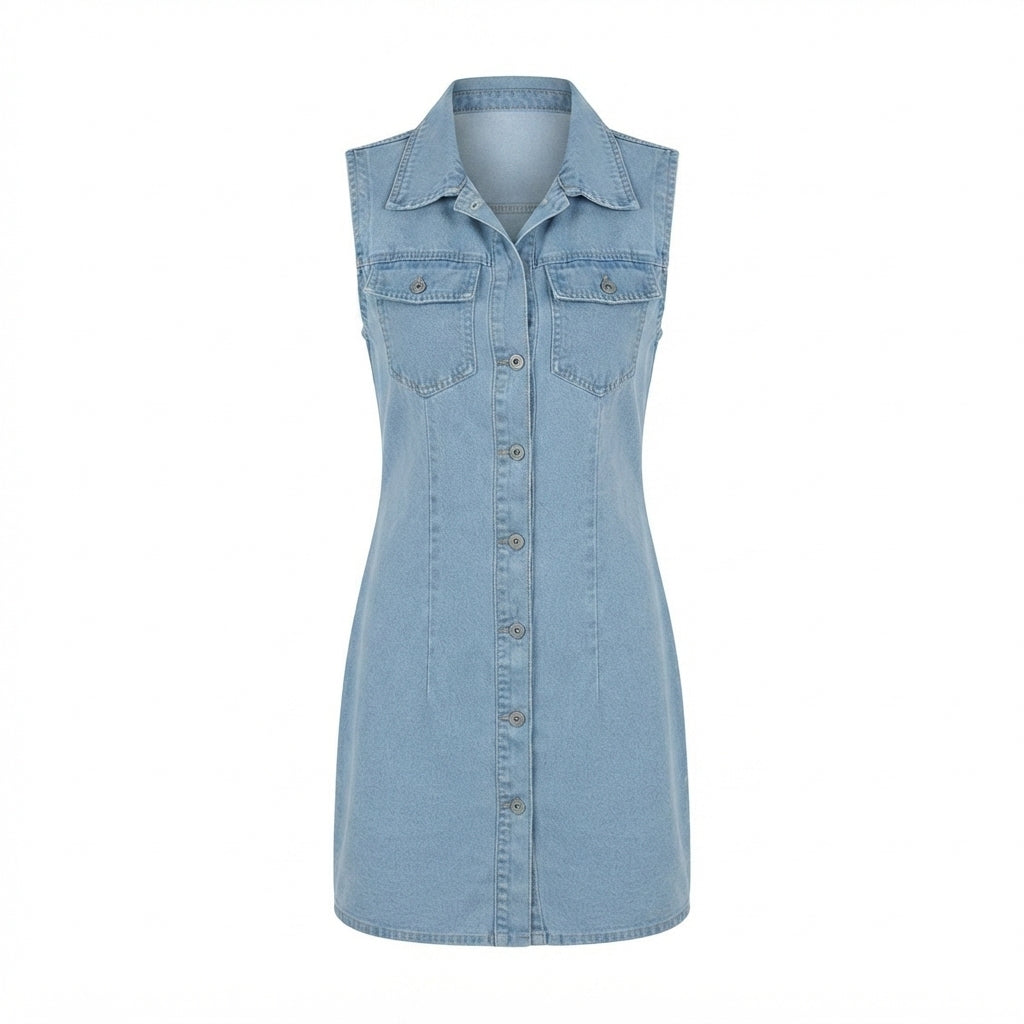 Zoe Murphy | Denim Summer Dress With Pockets For Women